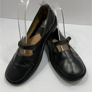 BORN Women's Black Leather Mary Jane Slip On Comfort Shoes Buckle W3258 Size 7.5